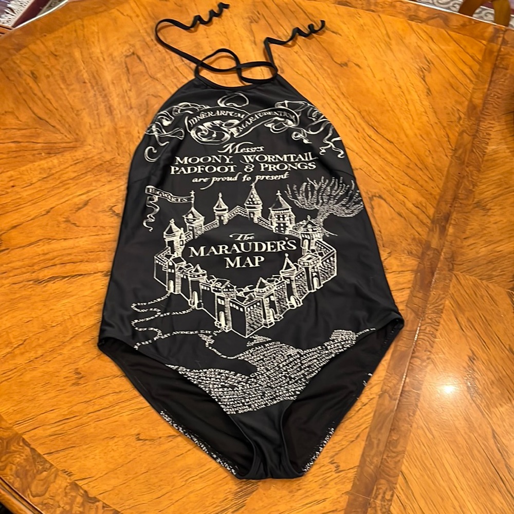 Harry Pottter Marauders Map halter bathing suit. GUC!